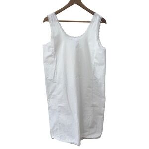 Velrose Full Slip 38 White 100% Cotton Lace Trim Scoop Neck Sleeveless